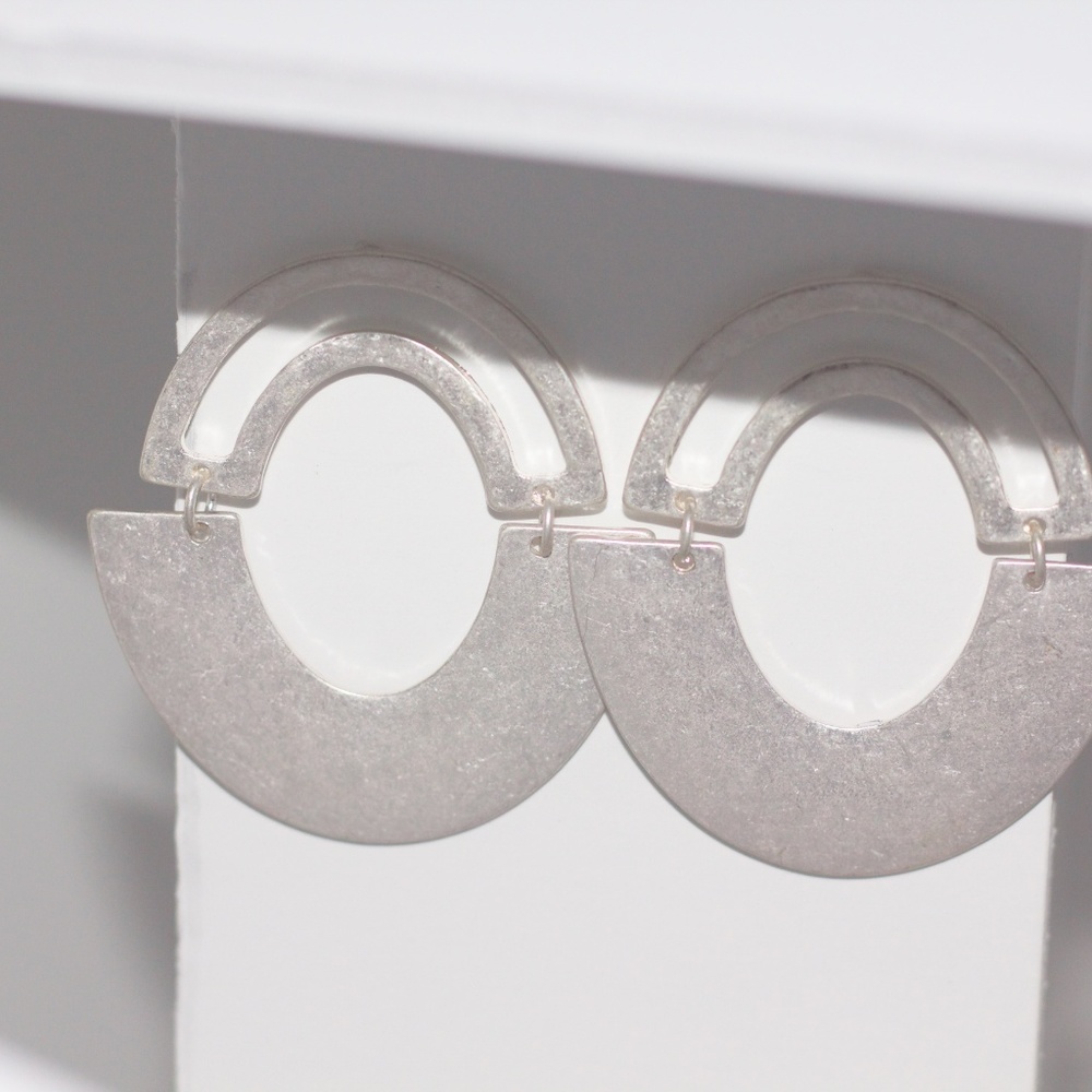 Geometric Silver Rainbow Earrings